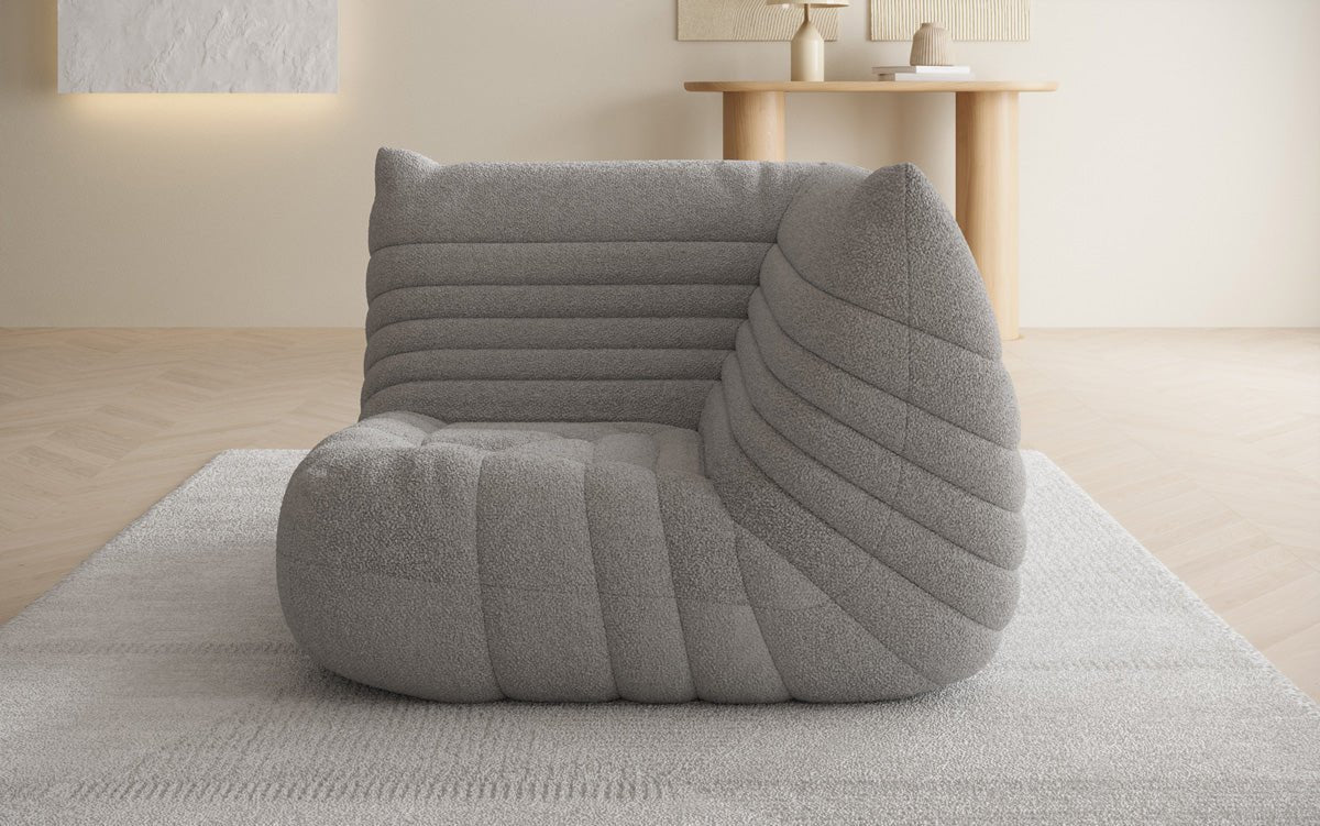 Designer Eckmodul Sofa-Sessel Calmo in Teddy Bouclé