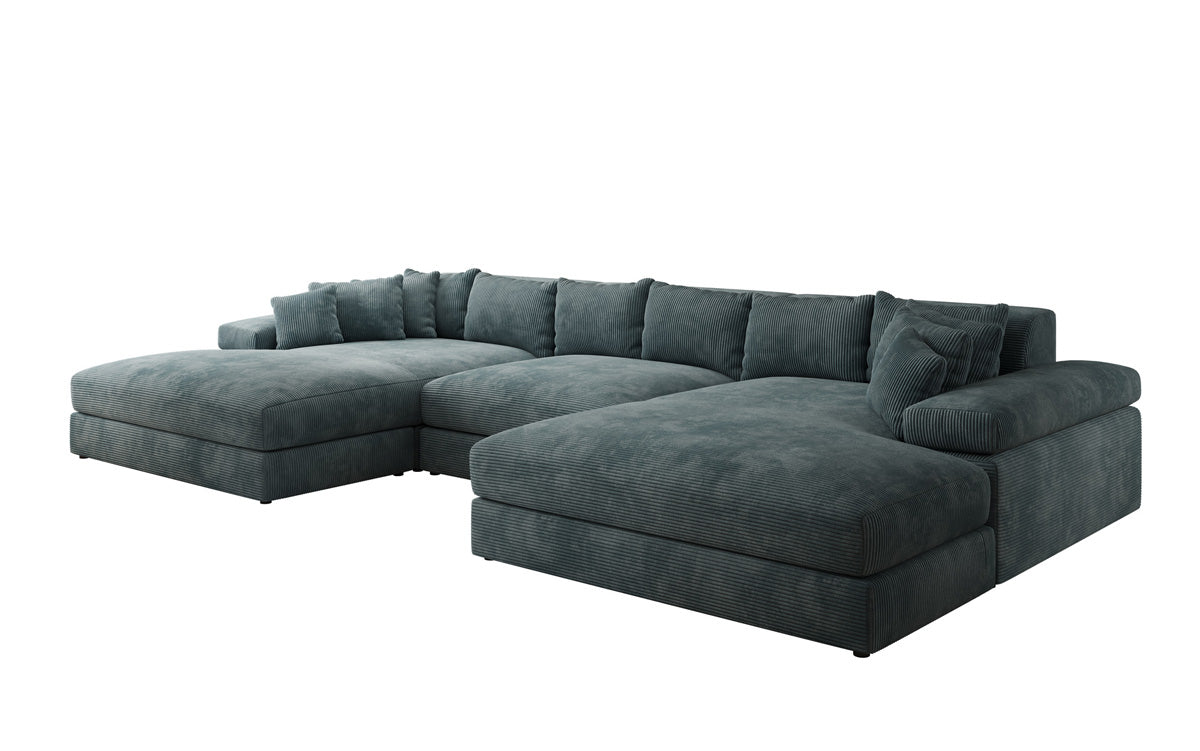 Designer Sofa Bernardo U mit breiter Ottomane in Cord
