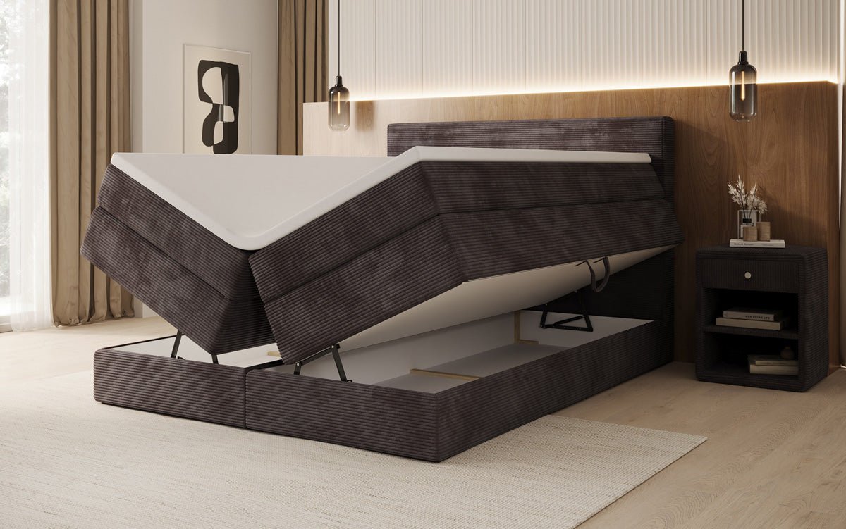 Boxspringbett Noren mit Stauraum in Cord