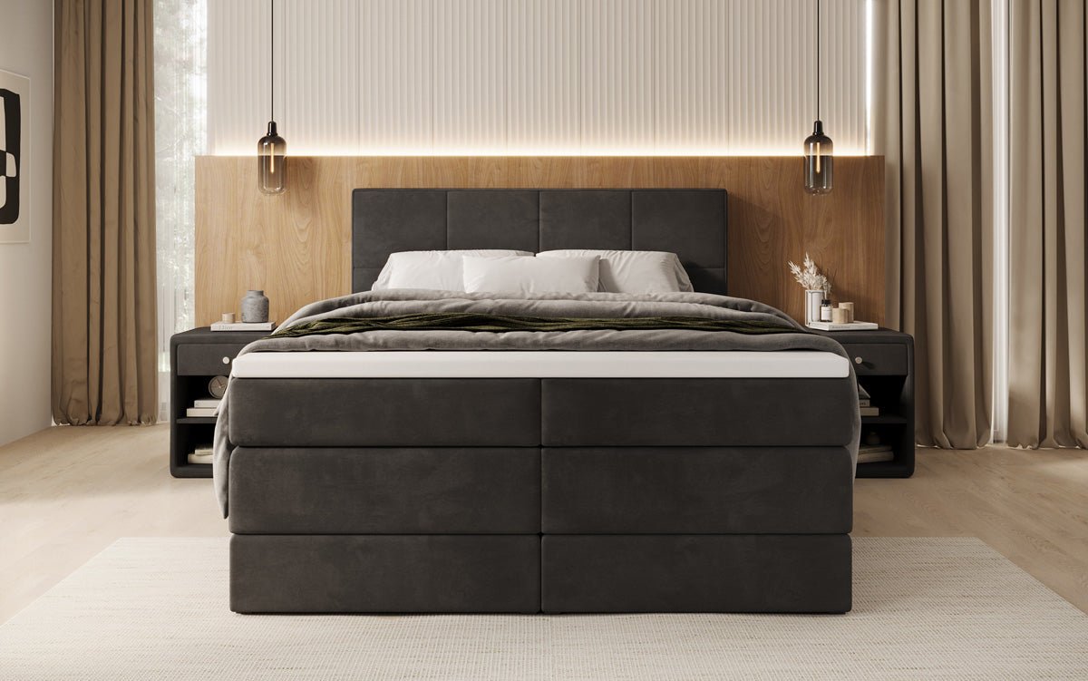 Boxspringbett Mareno mit Stauraum in Samt