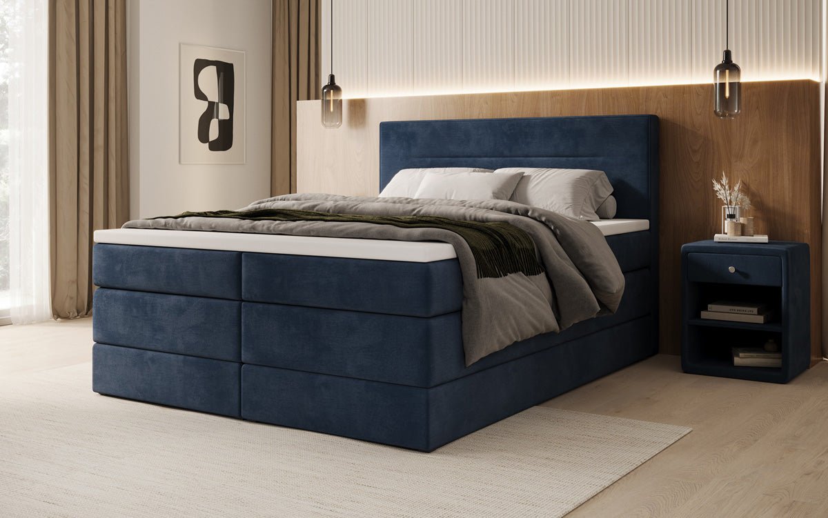 Boxspringbett Lavero mit Stauraum in Samt