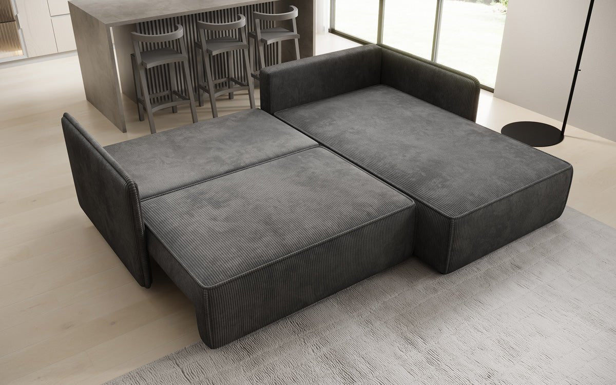 Designer Sofa Marlen mit Schlaf- und Klappfunktion in Cord