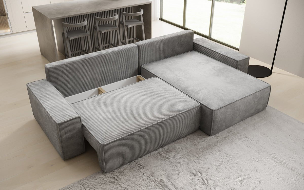 Designer Sofa Lunaro mit Schlaf- und Klappfunktion in Cord