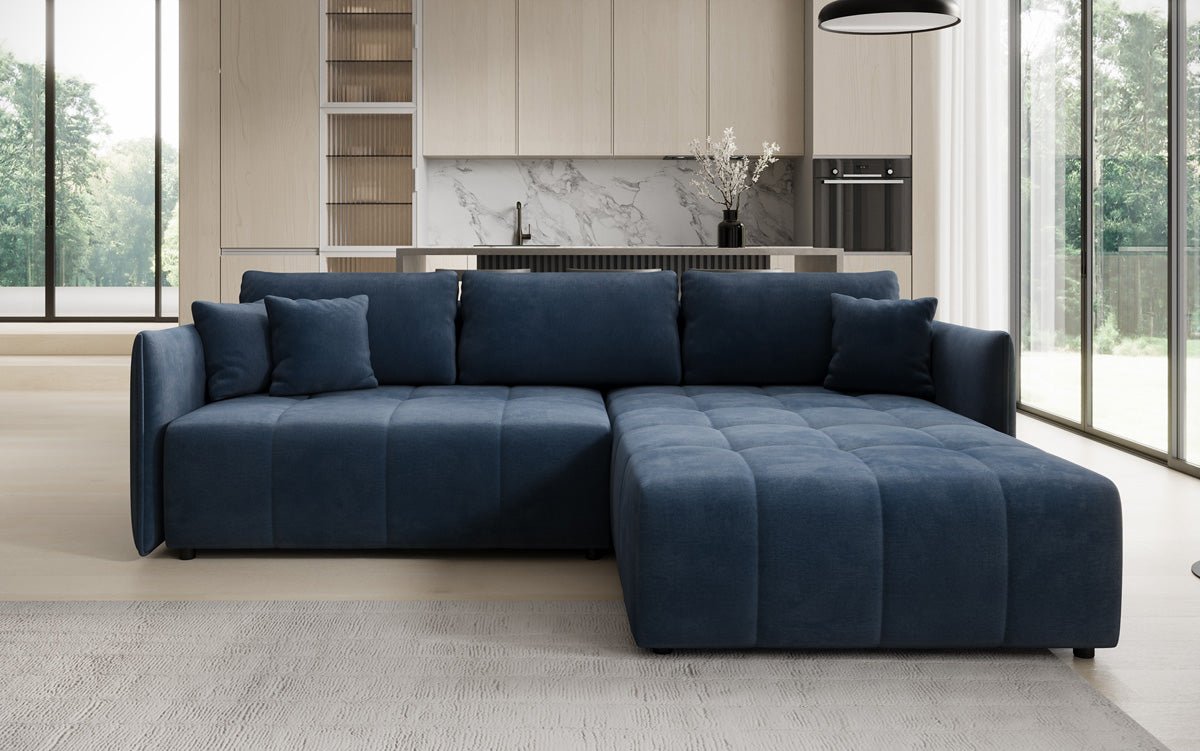 Designer Sofa Velaro L mit Schlaf- und Klappfunktion in Samt