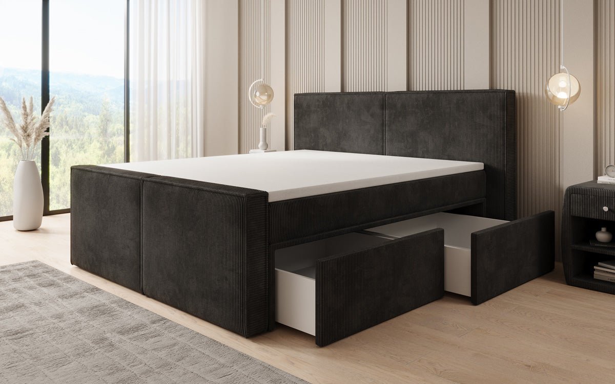 Boxspringbett Ophelia II mit Schubladen in Cord