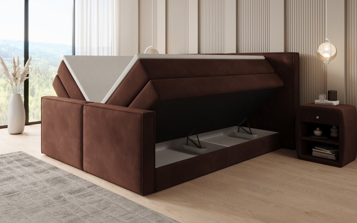 Boxspringbett Ophelia II mit hochklappbarem Stauraum in Samt