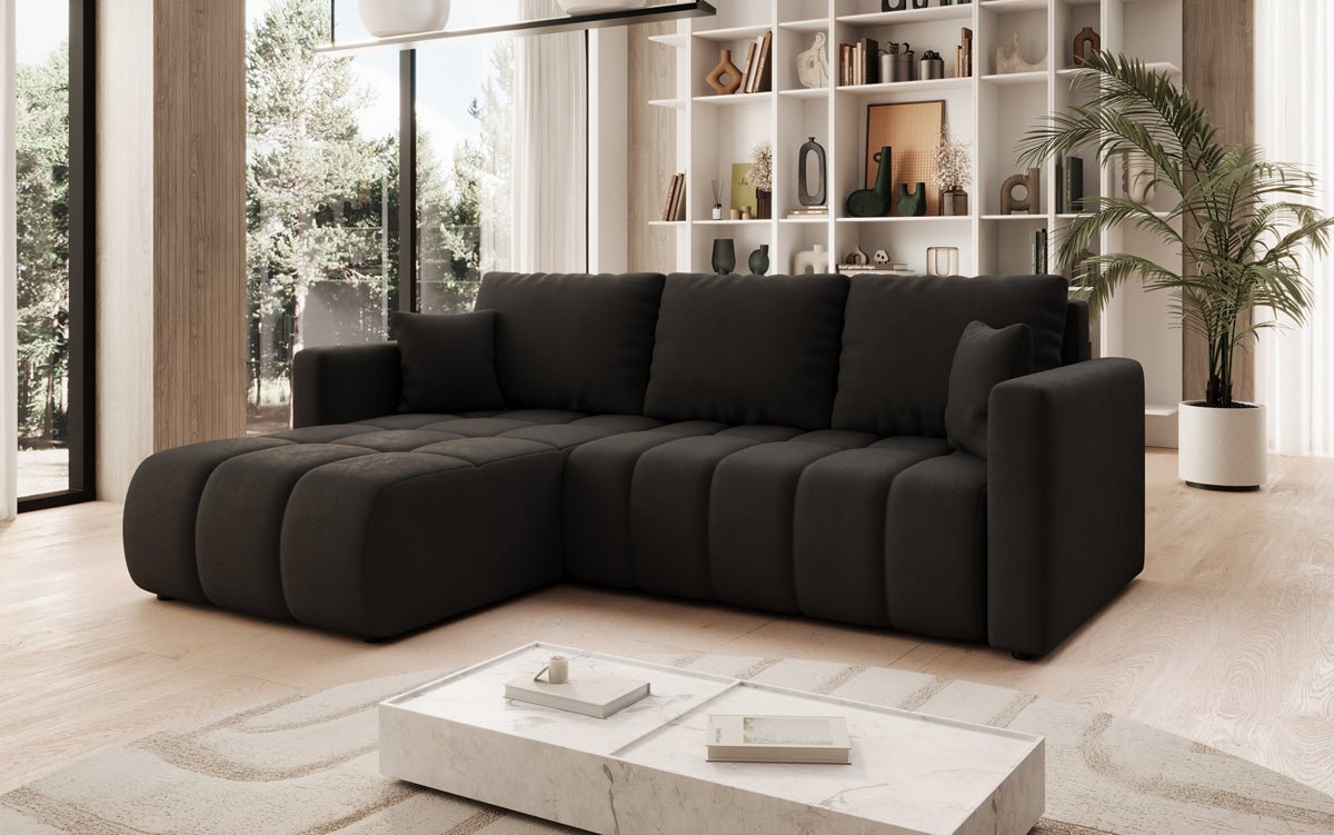 Designer Sofa Beatrice L mit Schlaf- und Klappfunktion in Stoff