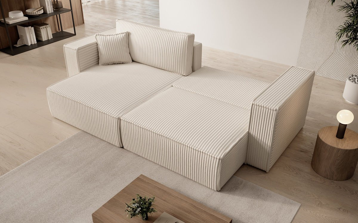 Designer Sofa Paris in breitem Cord mit Schlaf- und Klappfunktion