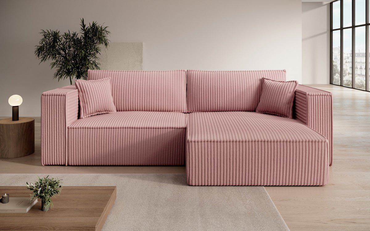 Designer Sofa Paris in breitem Cord mit Schlaf- und Klappfunktion