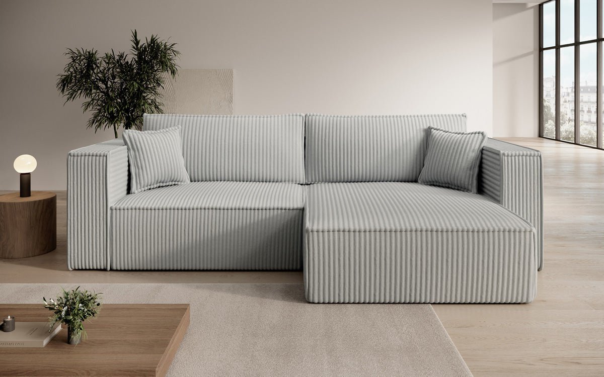 Designer Sofa Paris in breitem Cord mit Schlaf- und Klappfunktion