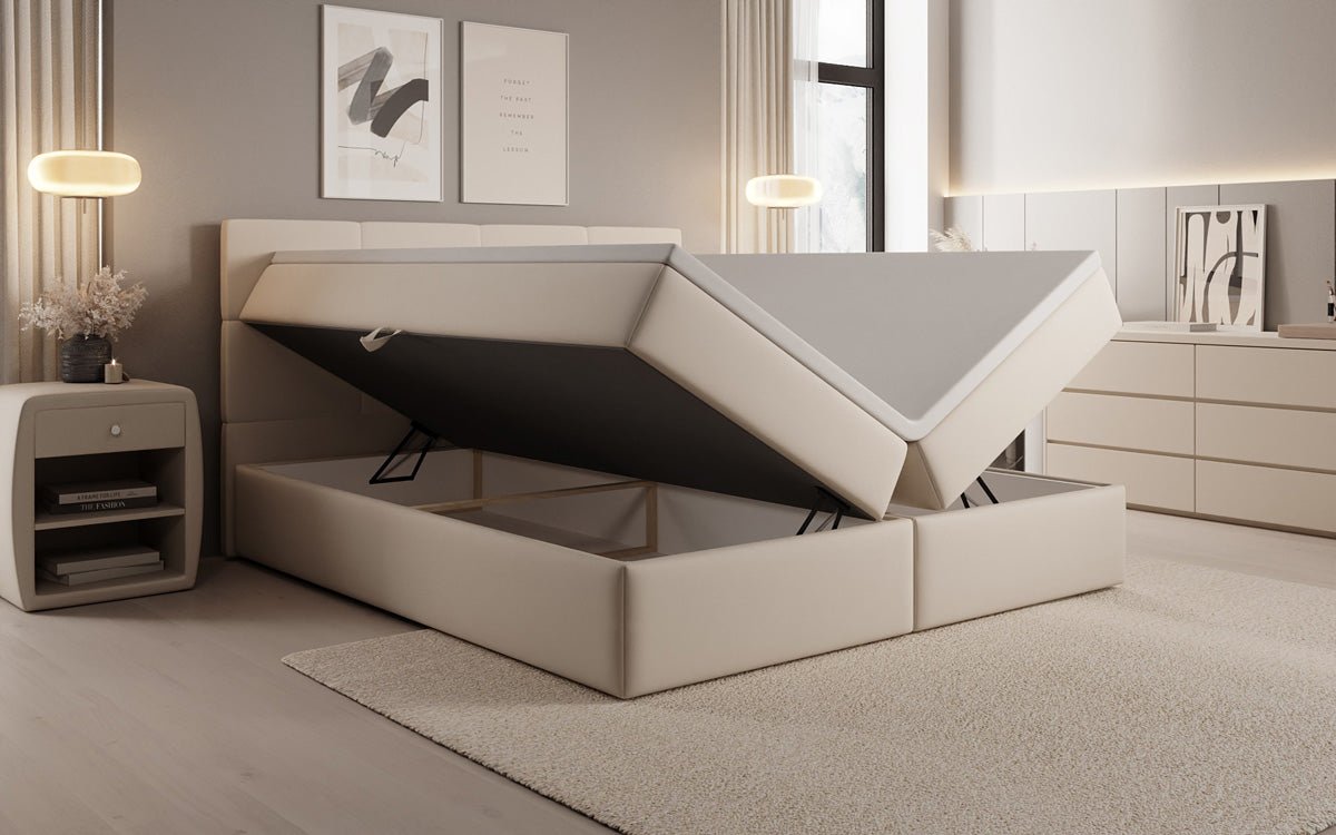 Boxspringbett Levi in Stoff mit Stauraum