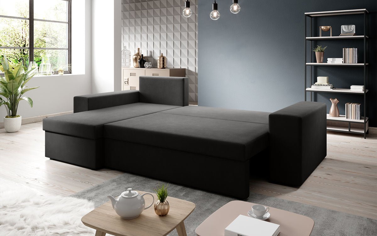 Designer Sofa Denver Stoff mit Schlaf- und Klappfunktion