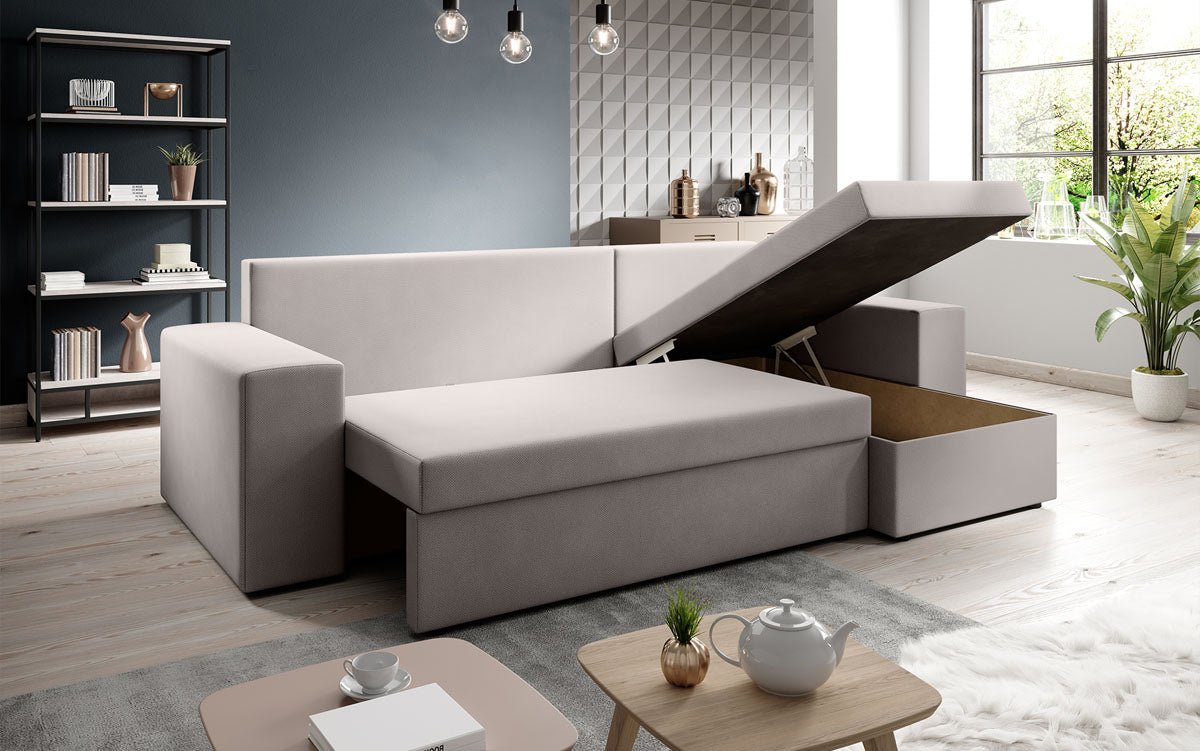 Designer Sofa Denver Stoff mit Schlaf- und Klappfunktion