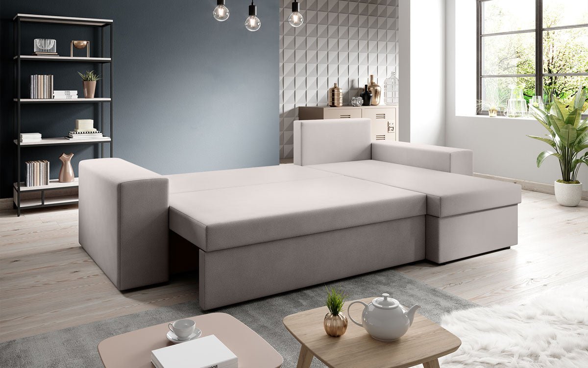 Designer Sofa Denver Stoff mit Schlaf- und Klappfunktion