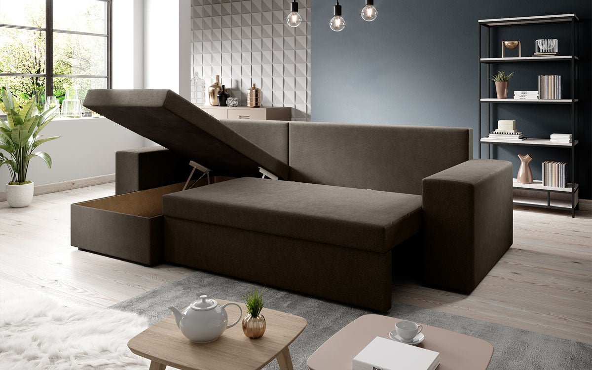 Designer Sofa Denver Stoff mit Schlaf- und Klappfunktion