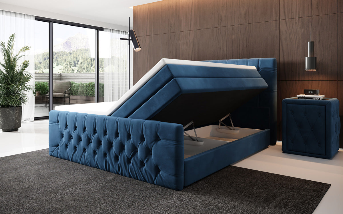 Boxspringbett Velutto mit Stauraum - Chesterfieldoptik