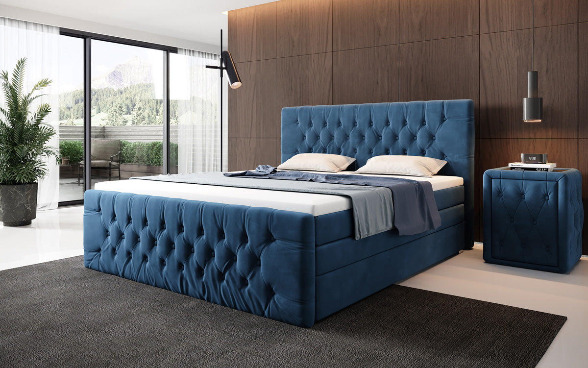 Boxspringbett Velutto mit Stauraum - Chesterfieldoptik