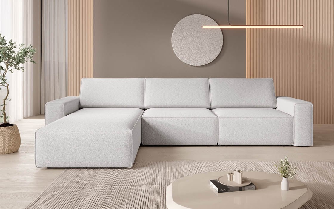 Modulares Ecksofa Yuma L aus Bouclé