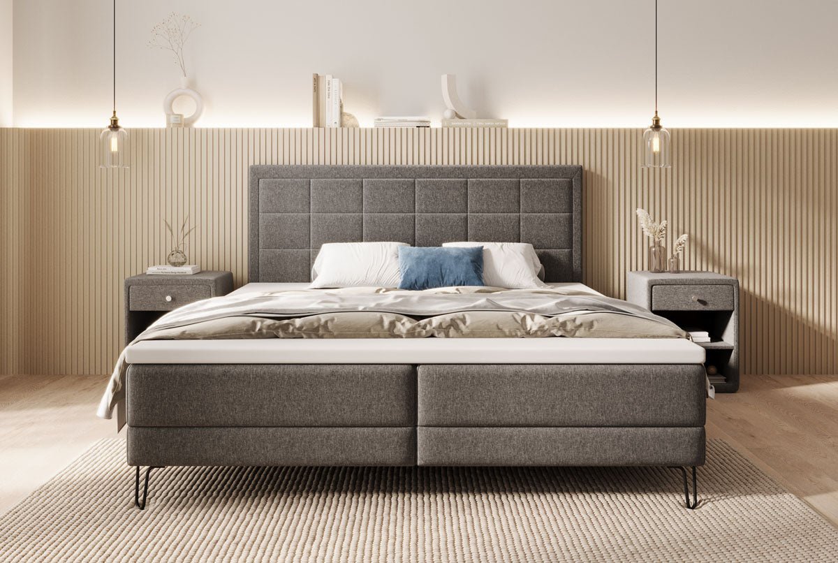 Boxspringbett Mariella mit Füßen in Stoff