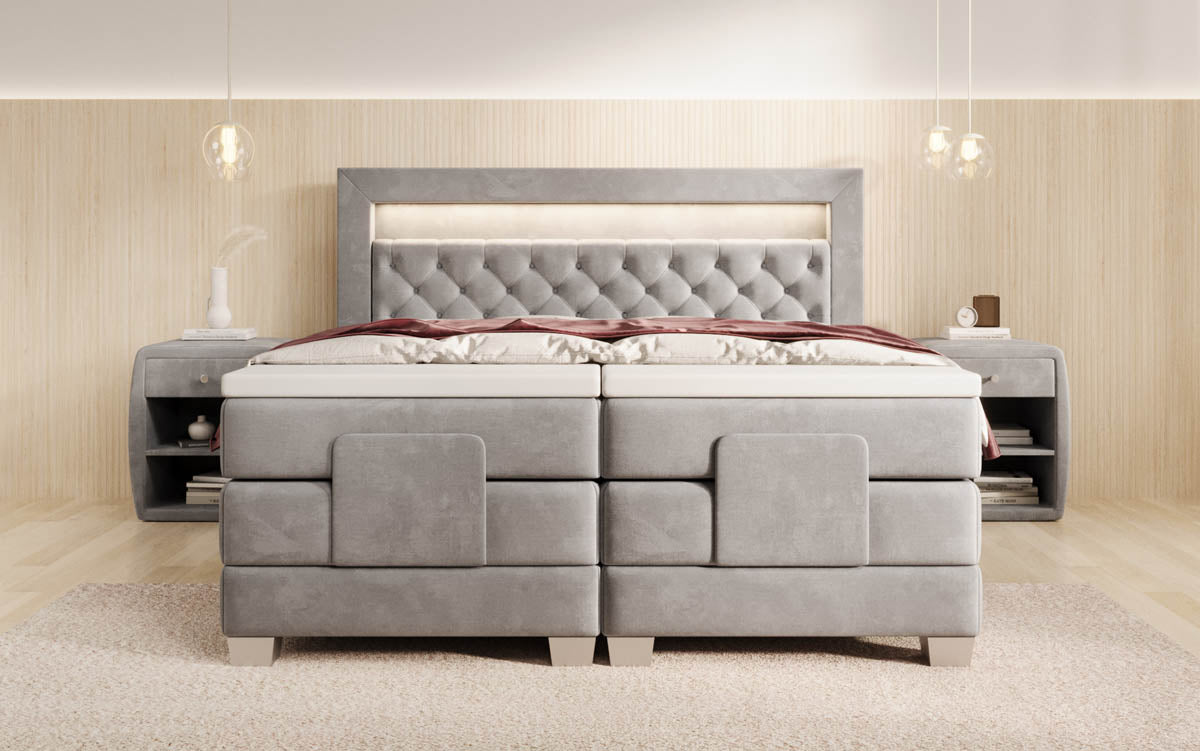 Boxspringbett Velora Samt elektrisch verstellbar mit LED