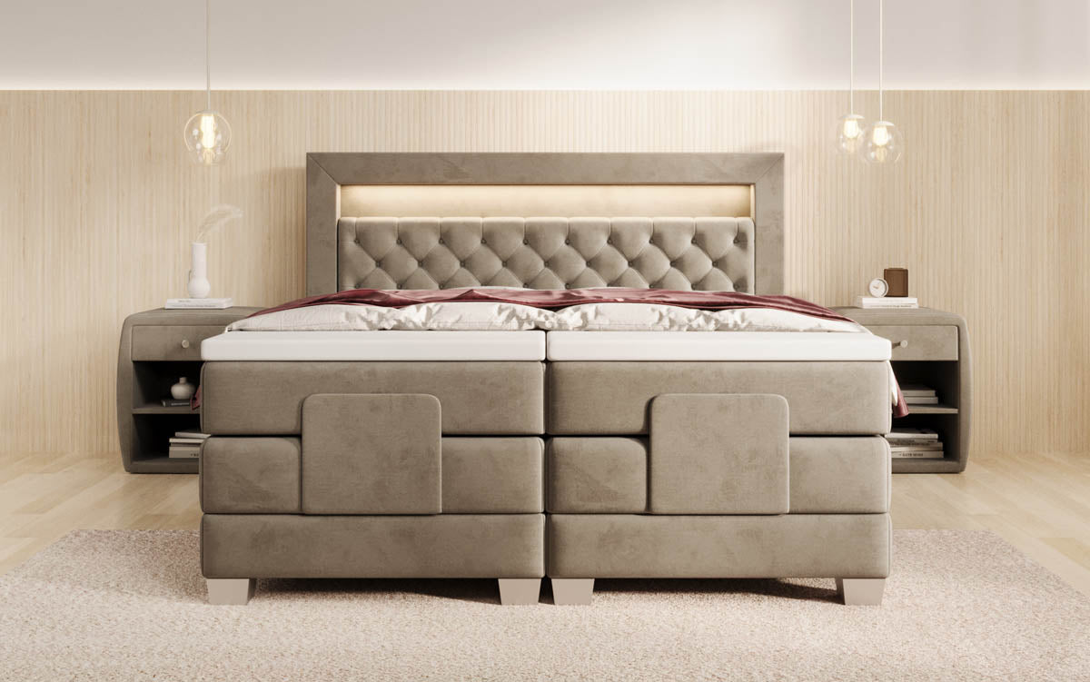 Boxspringbett Velora Samt elektrisch verstellbar mit LED