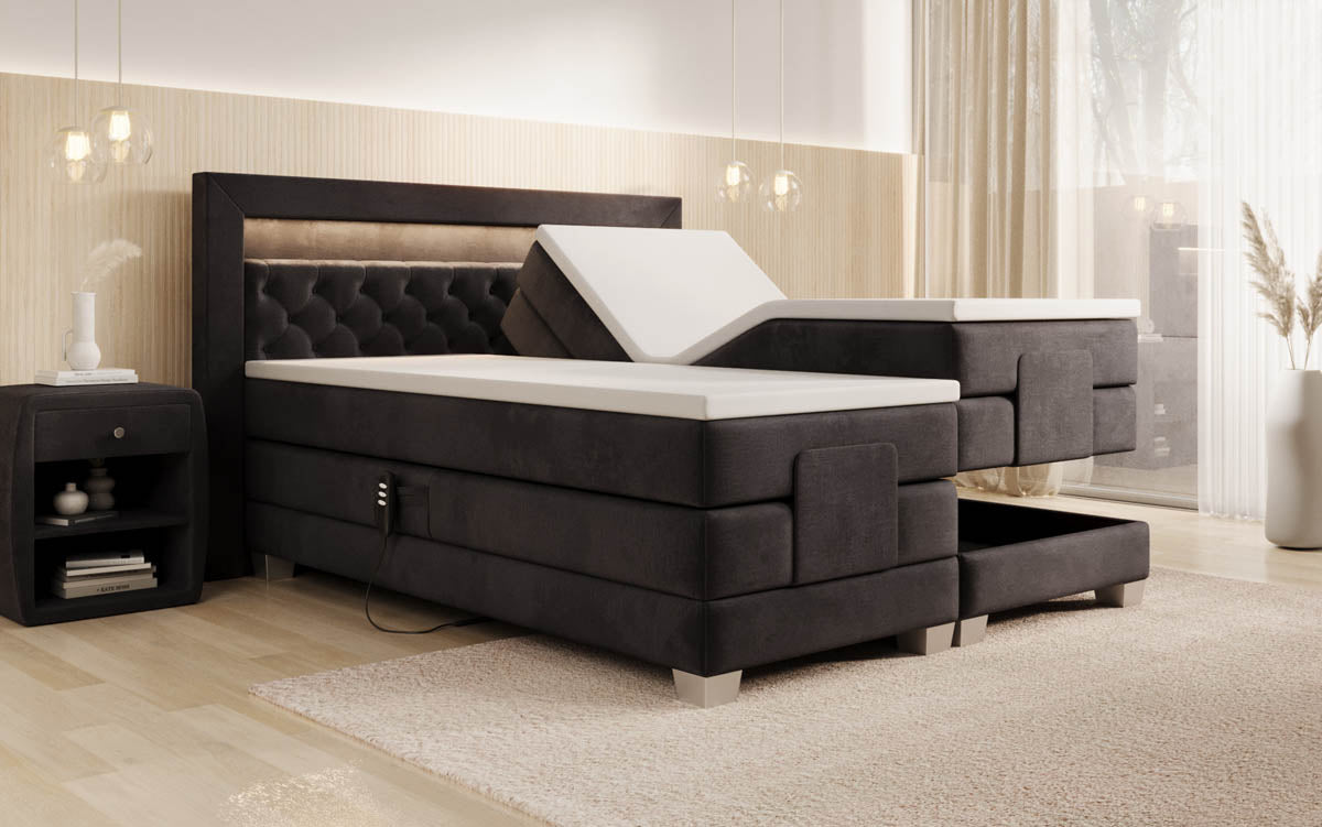 Boxspringbett Velora Samt elektrisch verstellbar mit LED