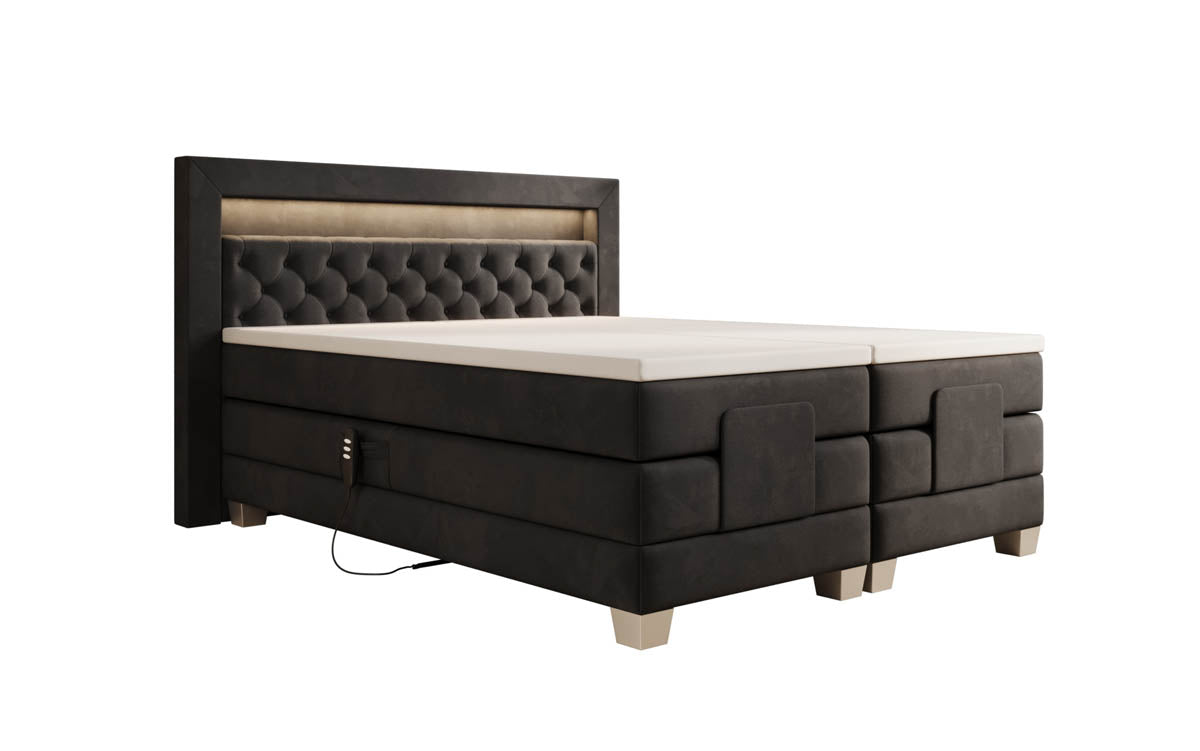 Boxspringbett Velora Samt elektrisch verstellbar mit LED