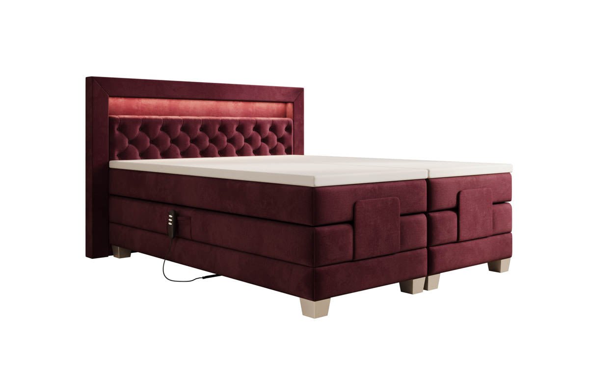 Boxspringbett Velora Samt elektrisch verstellbar mit LED