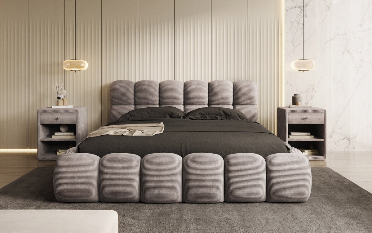 Designer Polsterbett Boston Cord mit Stauraum