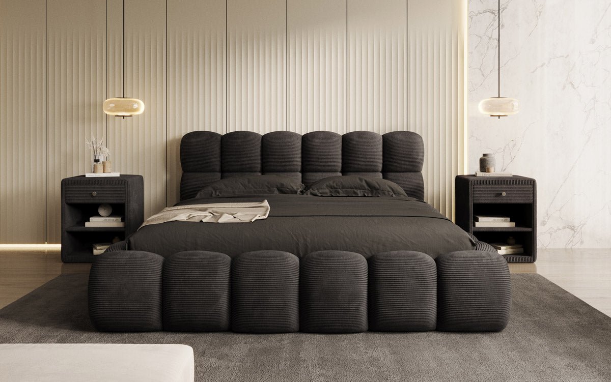 Designer Polsterbett Boston Cord mit Stauraum