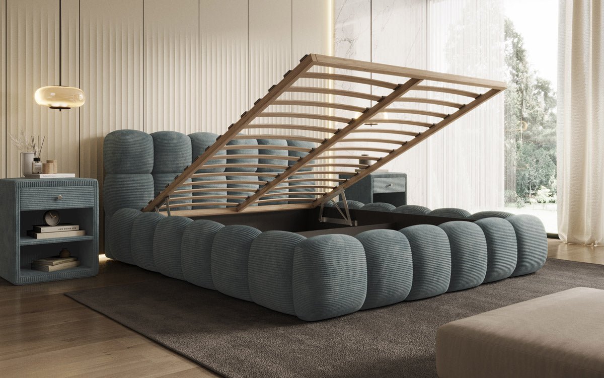 Designer Polsterbett Boston Cord mit Stauraum