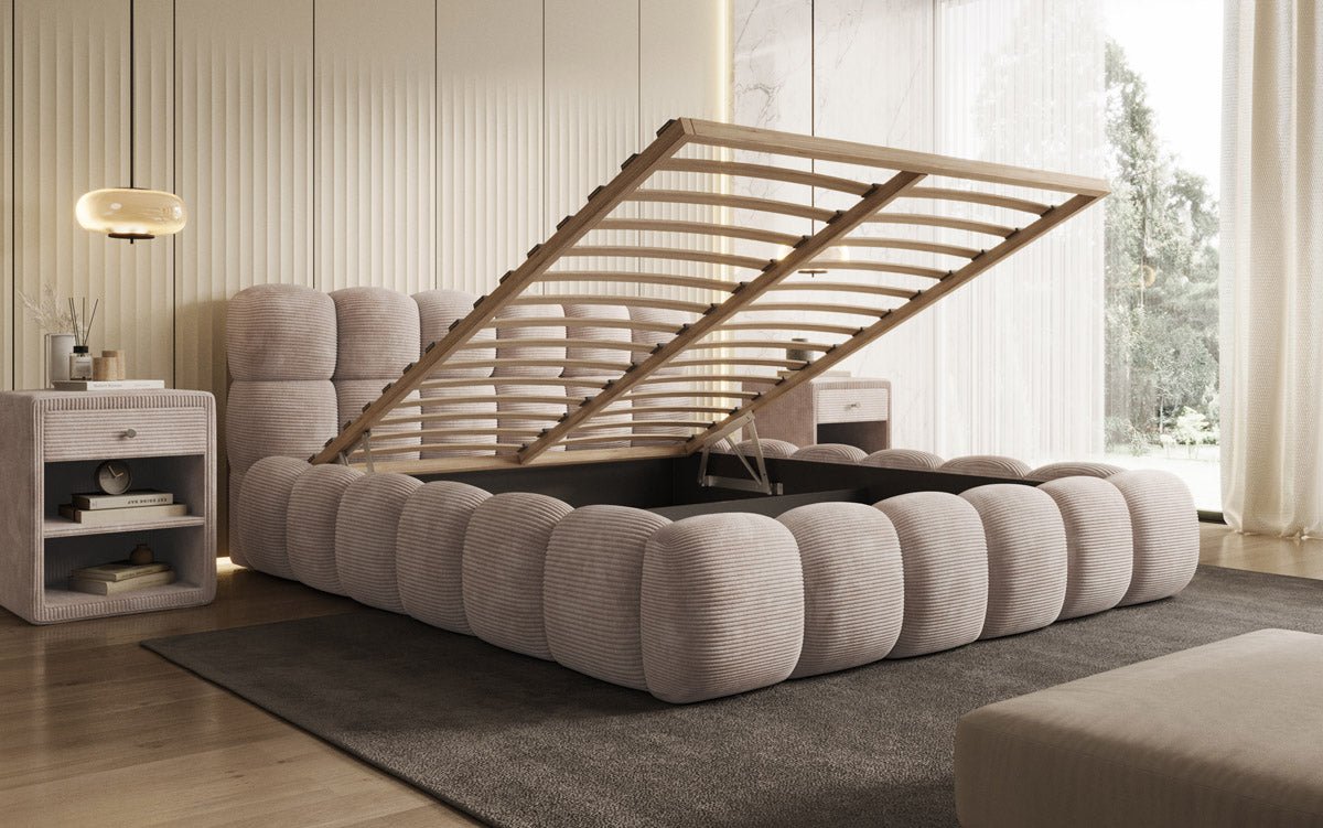 Designer Polsterbett Boston Cord mit Stauraum