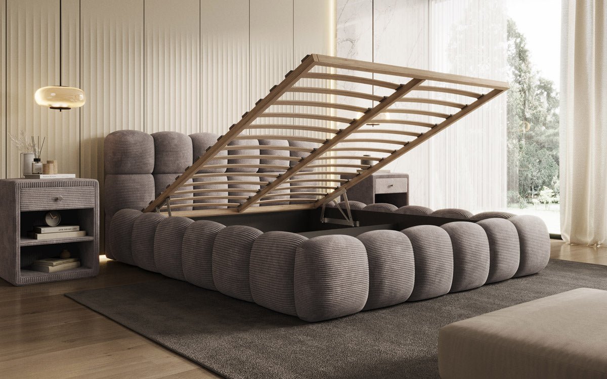 Designer Polsterbett Boston Cord mit Stauraum
