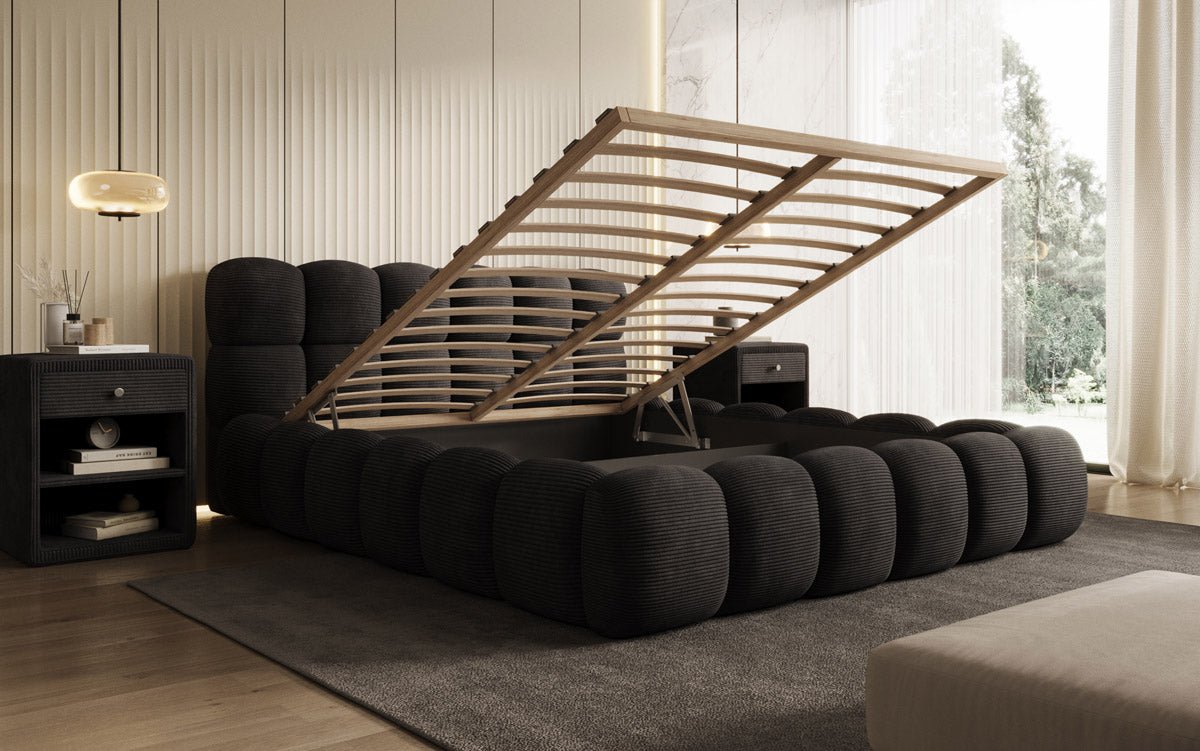 Designer Polsterbett Boston Cord mit Stauraum