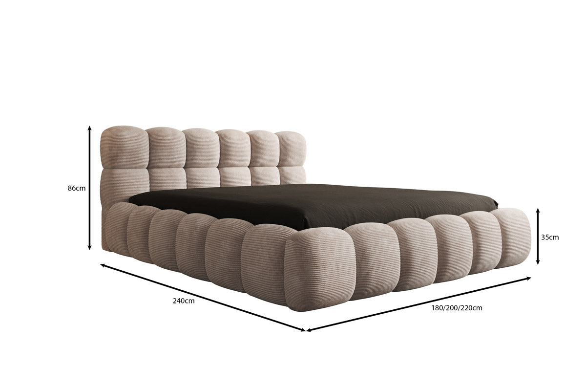 Designer Polsterbett Boston Cord mit Stauraum