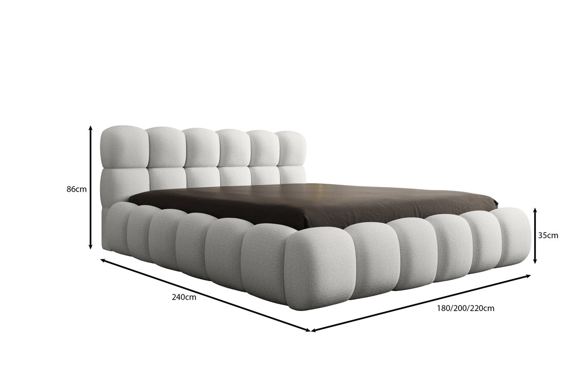 Designer Polsterbett Boston Bouclé mit Stauraum