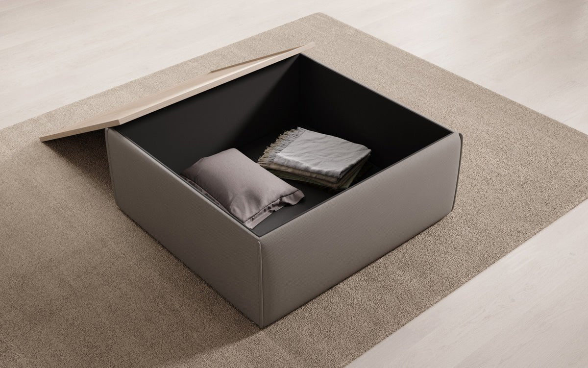 Beistellhocker/Couchtisch Lesley mit Stauraum in Stoff