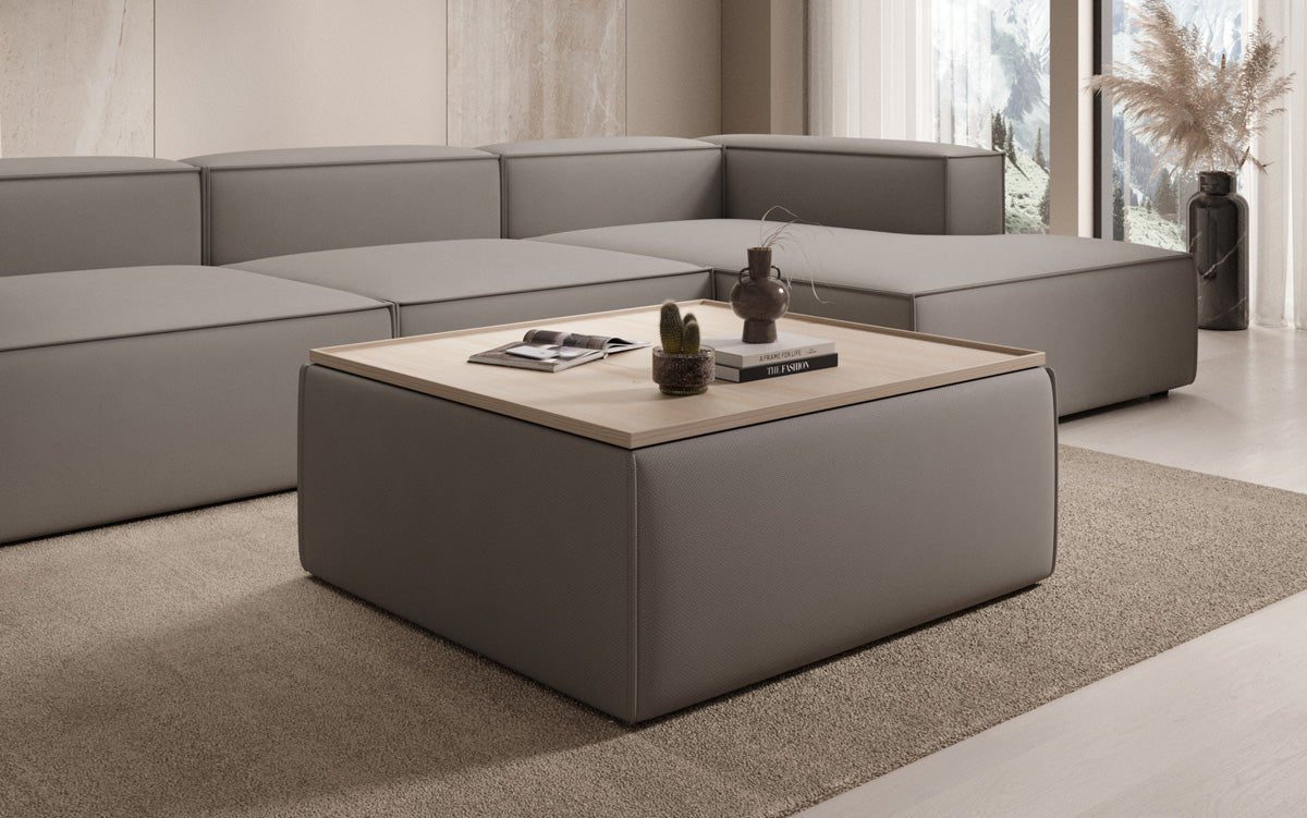 Beistellhocker/Couchtisch Lesley mit Stauraum in Stoff