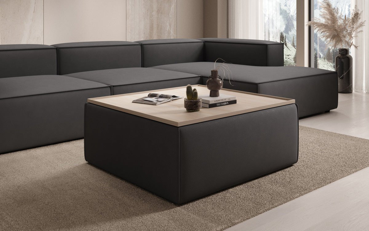 Beistellhocker/Couchtisch Lesley mit Stauraum in Stoff