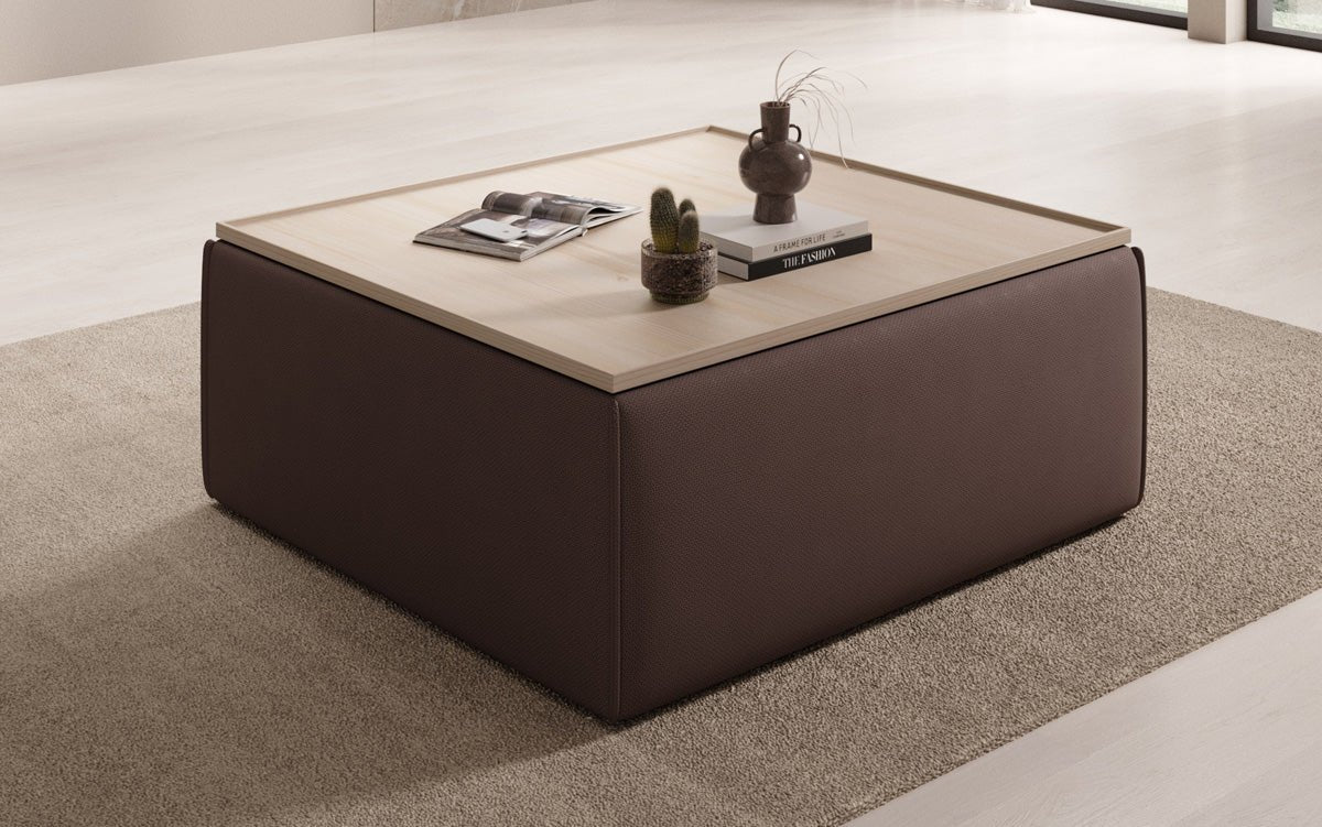 Beistellhocker/Couchtisch Lesley mit Stauraum in Stoff