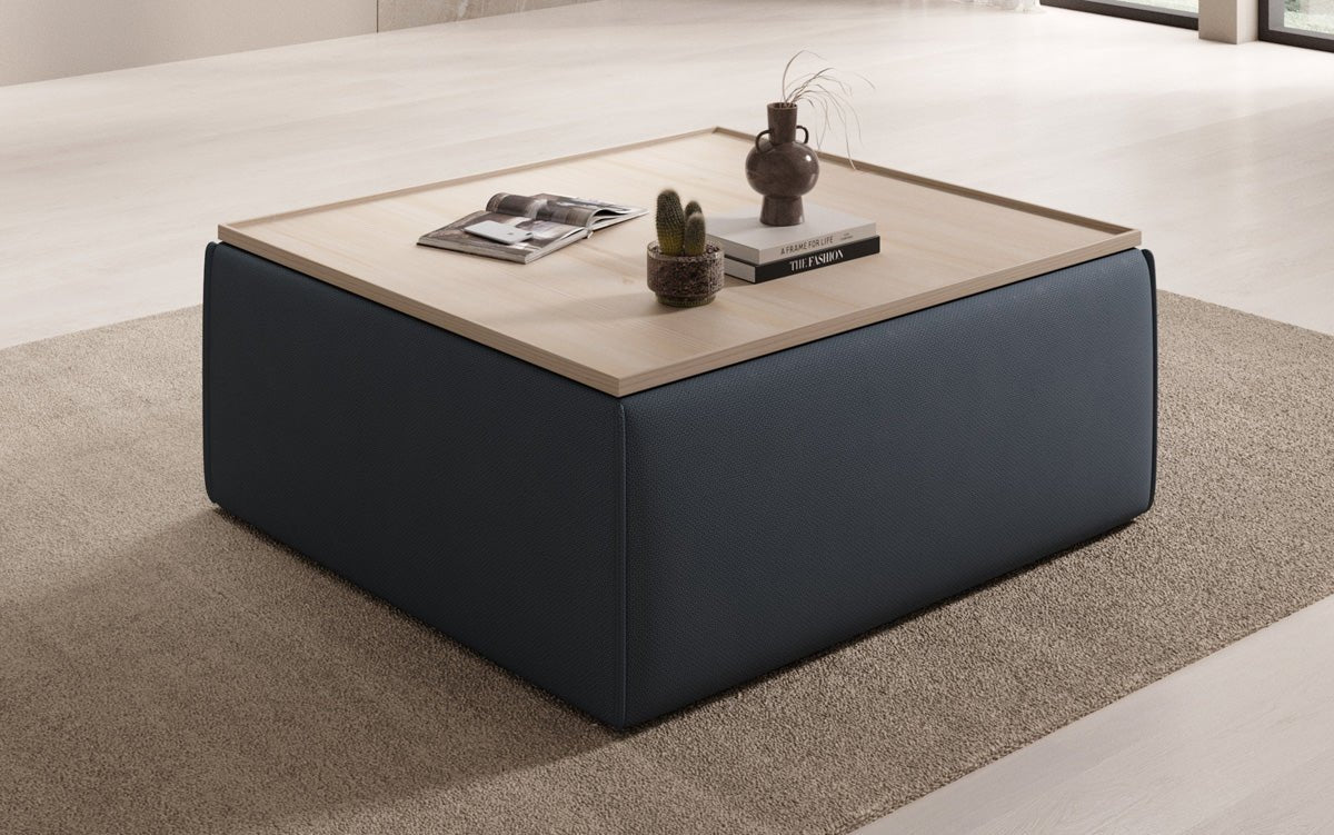 Beistellhocker/Couchtisch Lesley mit Stauraum in Stoff