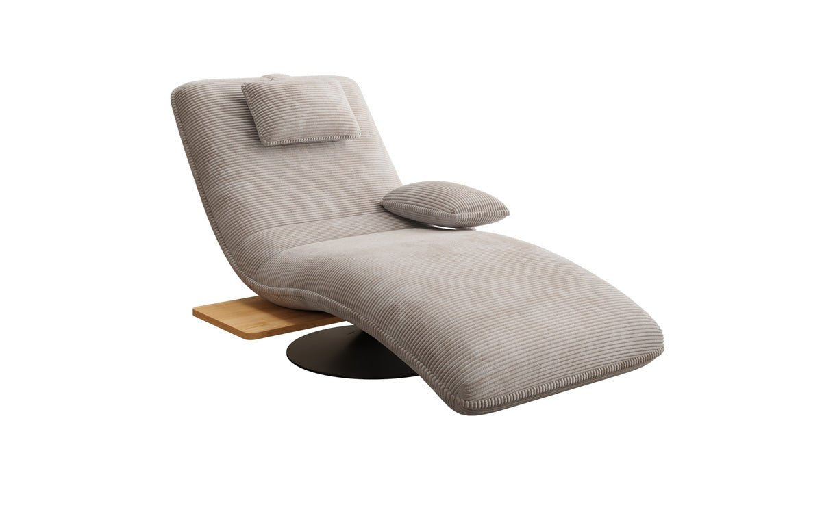Designer Relax-Liege Velor Cord mit Drehfunktion und Beistelltisch