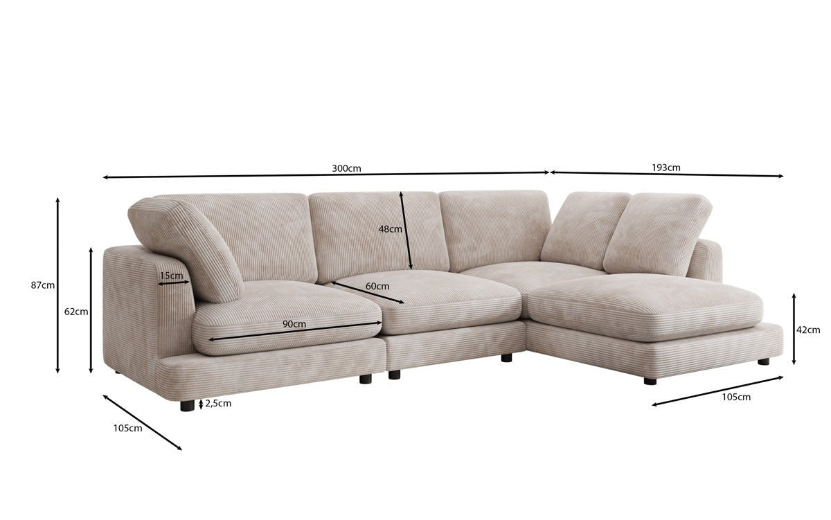 Designer Sofa Thalessa L in Cord