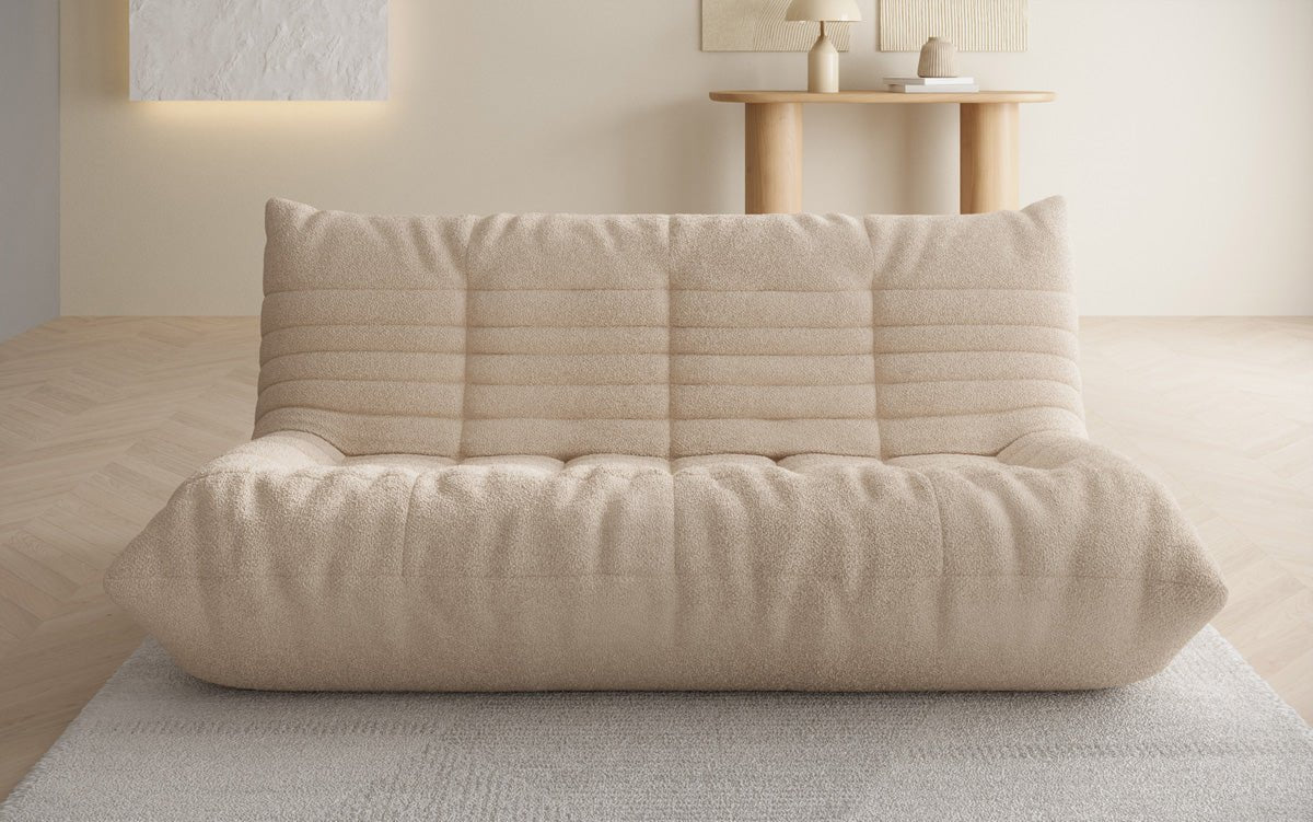 Designer 3 Sitzer Sofa Calmo in Teddy Bouclé