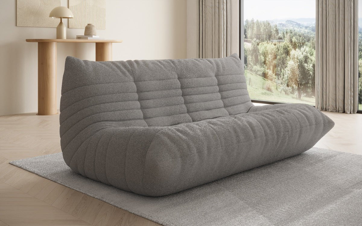 Designer 3 Sitzer Sofa Calmo in Teddy Bouclé