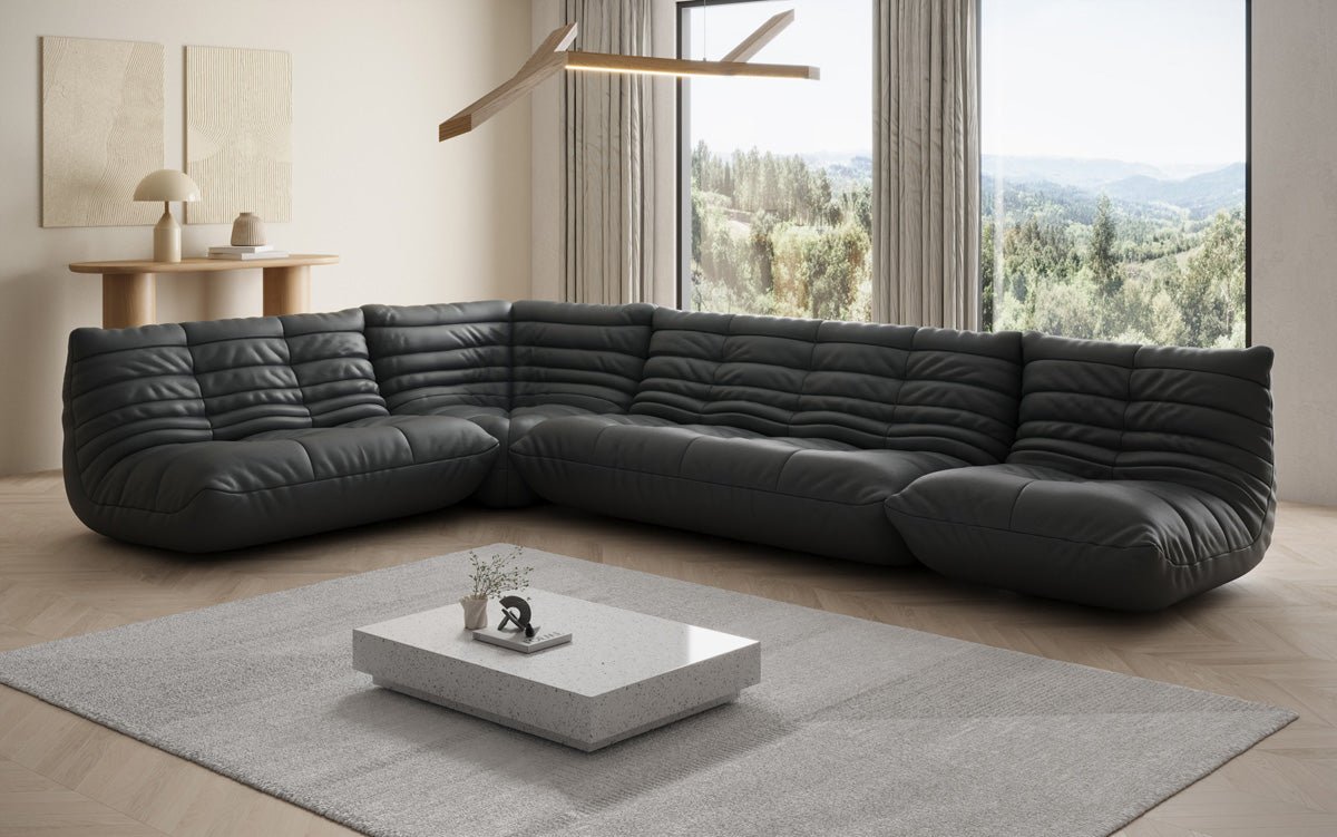Designer Sofa Wohnlandschaft Calmo in Echtleder