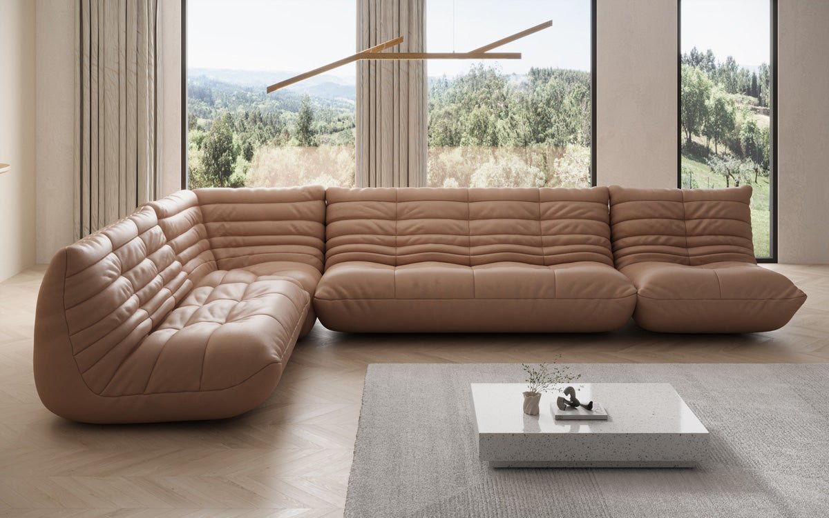 Designer Sofa Wohnlandschaft Calmo in Echtleder