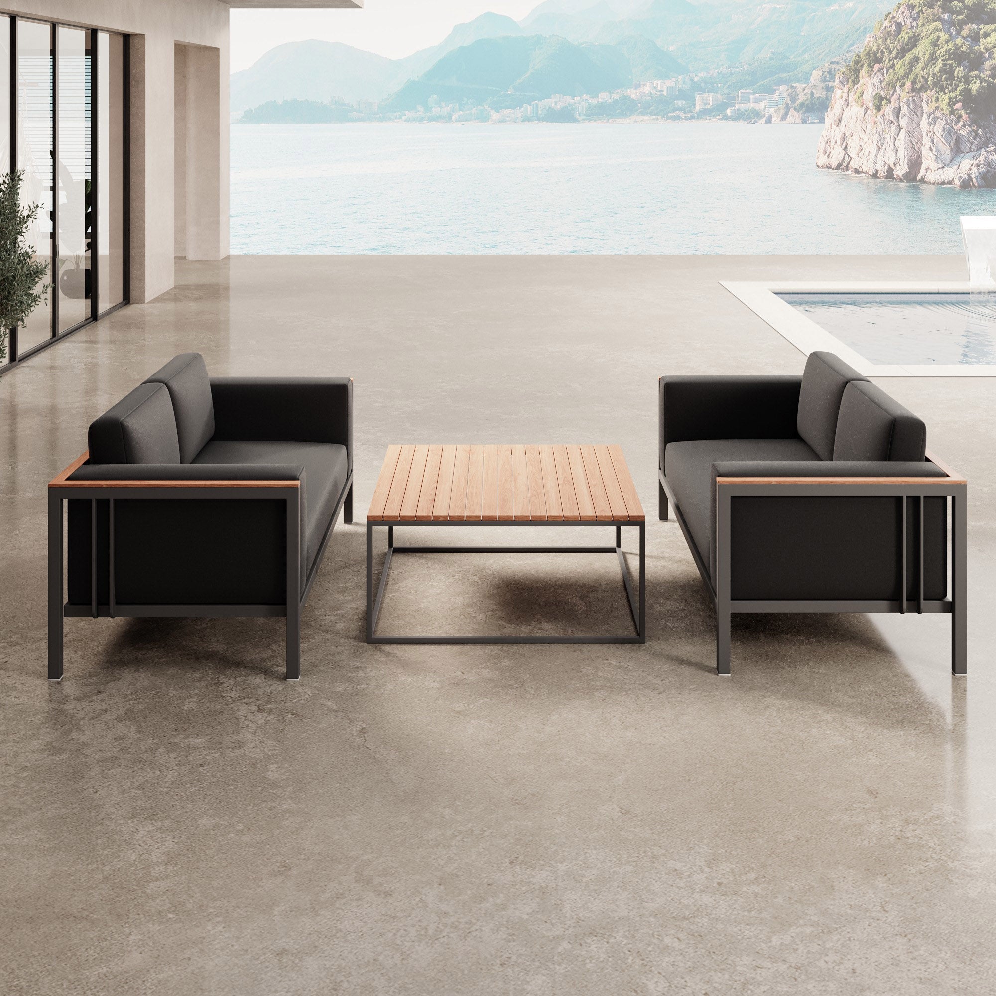 Euphoria – 2 Loungesofas & Tisch aus Aluminium | Aevora™ Kollektion
