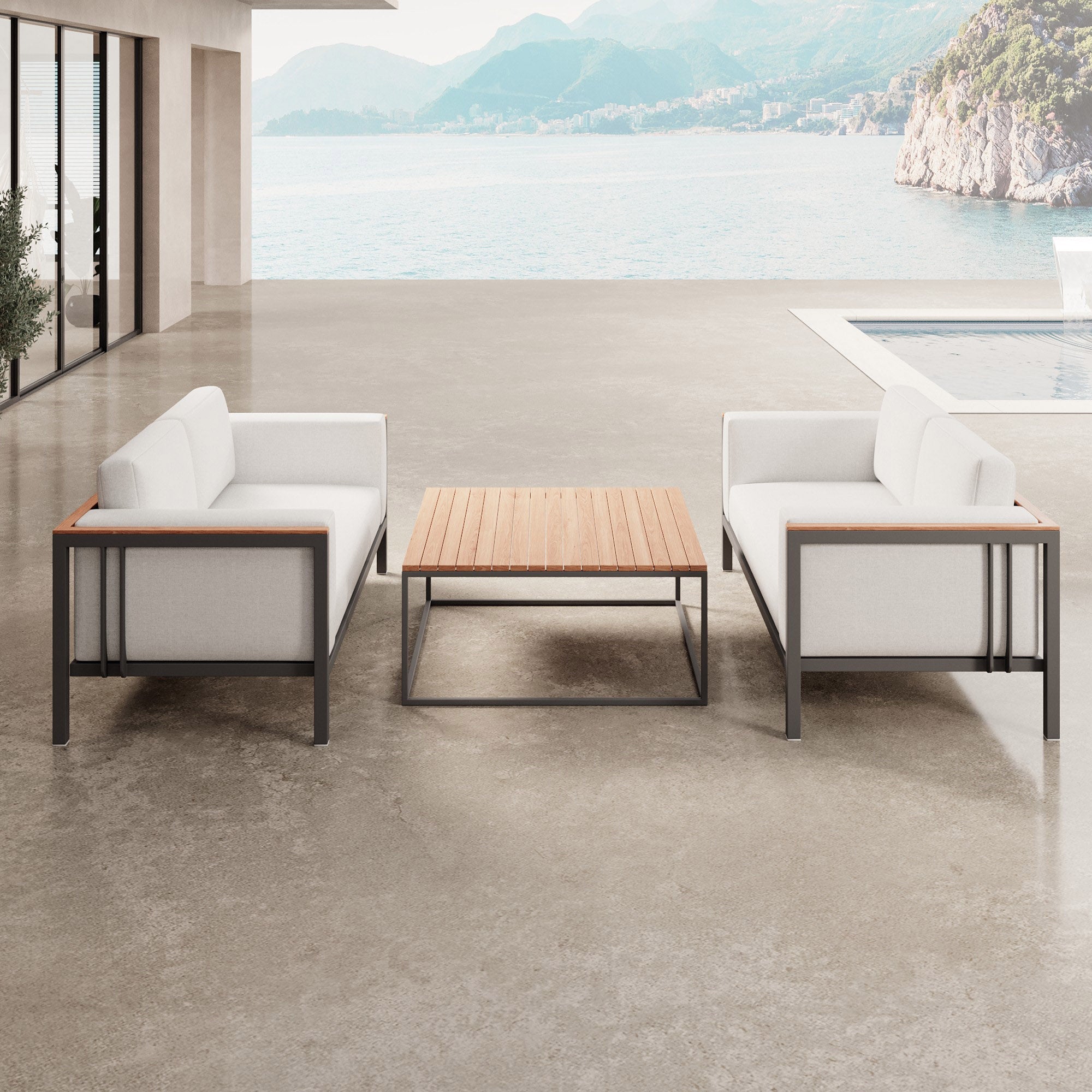 Euphoria – 2 Loungesofas & Tisch aus Aluminium | Aevora™ Kollektion