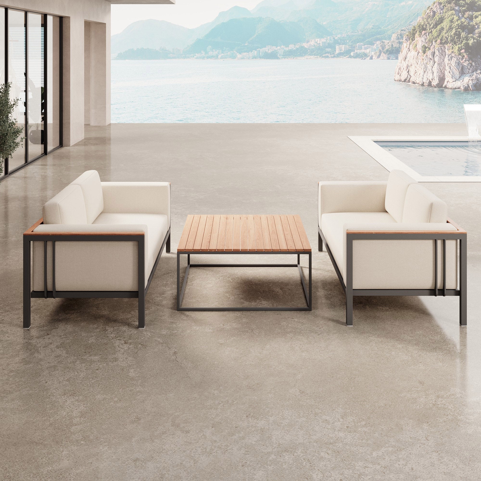 Euphoria – 2 Loungesofas & Tisch aus Aluminium | Aevora™ Kollektion